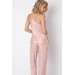 Женская пижама со штанами розовая из вискозы