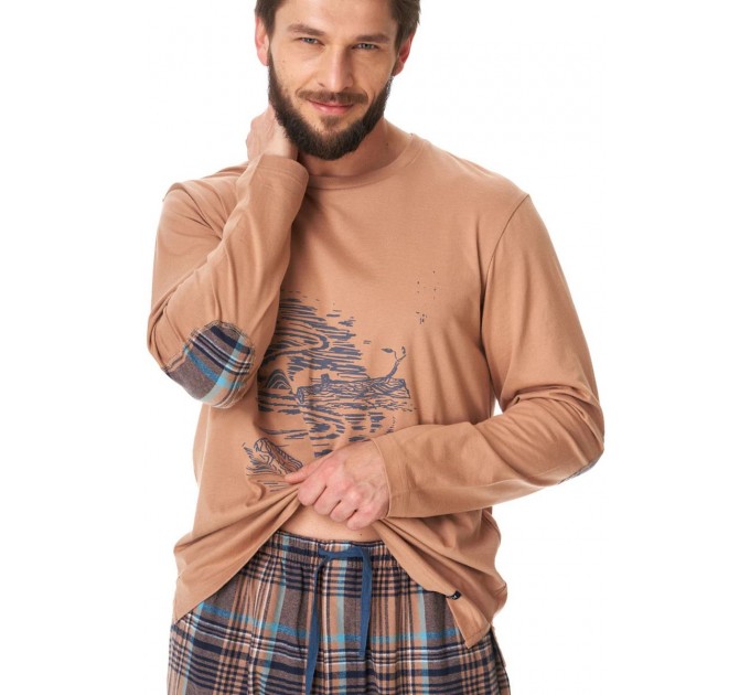 Мужская пижама со штанами из хлопка в клетку
