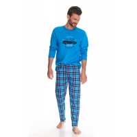  Пижама мужская со штанами в клетку синяя Taro 2656 MARIO